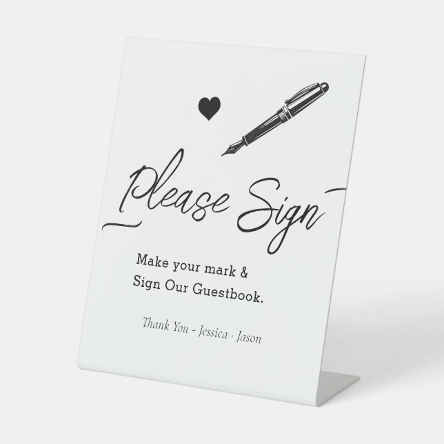 Signe De Table Livre d'or de mariage simple événement (Recto)