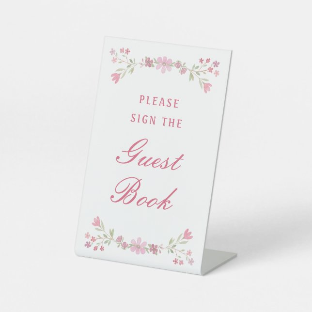 Signe De Table Livre d'or Fleurs roses (Recto)
