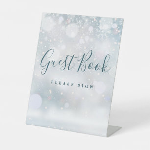 Signe De Table Livre d'or flocons de neige Winter Wonderland