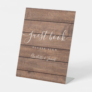 Signe De Table Livre d'or grange rustique bois signature script