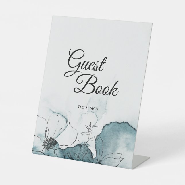 Signe De Table Livre d'or Mariage de l'aquarelle turquoise (Recto)