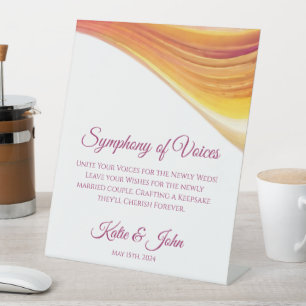 Signe De Table Livre d'or Mariage moderne - Pink Orange Jaune -
