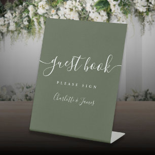 Signe De Table Livre d'or Olive Green Signature Script