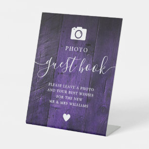 Signe De Table Livre d'or photo Bois de grange rustique violet Bo