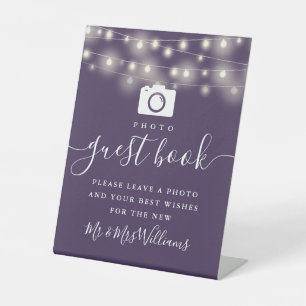 Signe De Table Livre d'or photo de guirlandes violettes