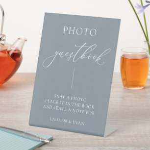 Signe De Table Livre d'or photo minimaliste bleu gris poussiéreux