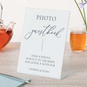 Signe De Table Livre d'or photo minimaliste bleu marine