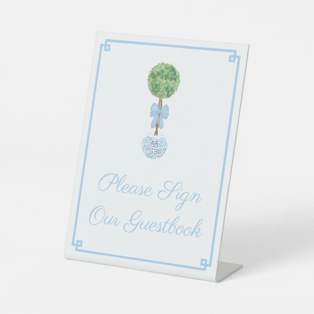 Signe De Table Livre d'or Wedding shower Darling Topiary Blue Bow (Recto)