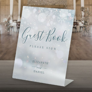 Signe De Table Livre d'or Winter Wonderland Flocons de neige