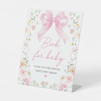Signe De Table Livre Floral à Ruban Rose pour Table de Baby Showe