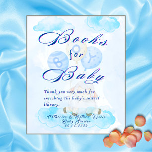 Signe De Table Livre pour Baby shower Baby Blue Little Lamb