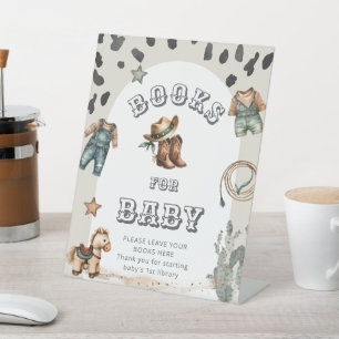 Signe De Table Livres de bébé pour Baby Shower Western Howdy Cowb