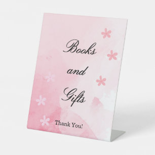 Signe De Table Livres et cadeaux Baby shower floral rose florissa