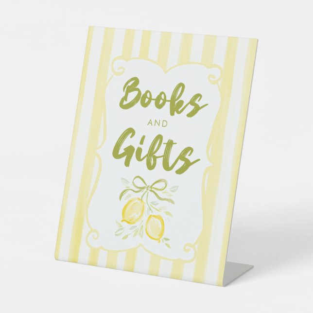 Signe De Table Livres et Cadeaux de Fête de Bébé sur le Thème du  (Recto)