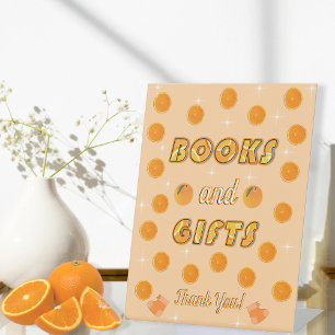 Signe De Table Livres et cadeaux Orange Citrus Baby shower d'été