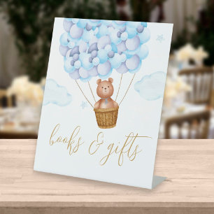 Signe De Table Livres Et Cadeaux Ours Porte Des Ballons Bleus Bab