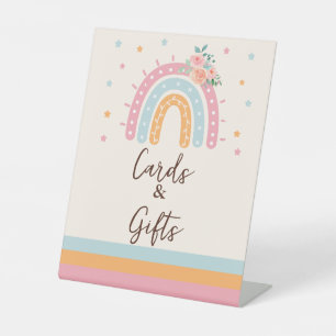 Signe De Table Livres et cadeaux Rainbow Baby shower rose Pedesta