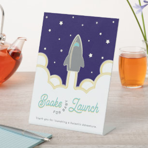 Signe De Table Livres pour bébé au décollage de fusée Gris et Ble