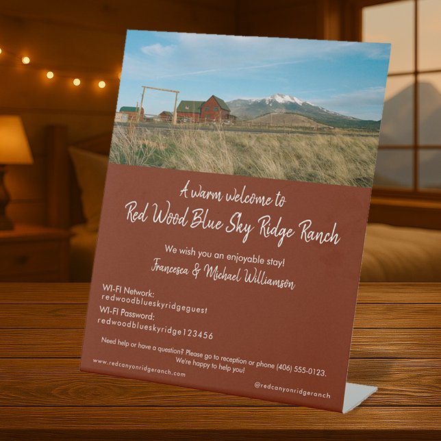 Signe De Table Location de vacances Bienvenue et photo personnali (Make your guests feel welcome with this custom photo room signage)