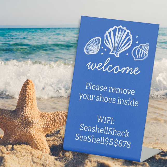 Signe De Table Location WIFI Supprimer Chaussures Résidence de va (WIFI Login Remove Shoes Beach Vacation Rental Pedestal Sign
)