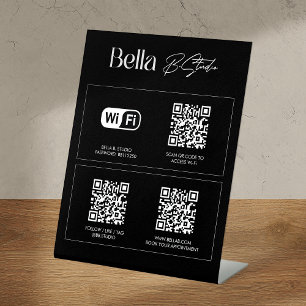 Signe De Table Logo Code QR Médias Sociaux Wifi