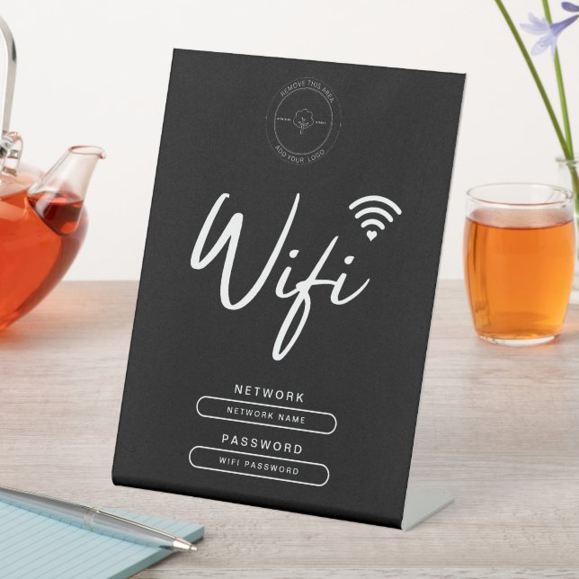 Signe De Table Logo d'affaires moderne noir et blanc Détails Wifi (In SItu)