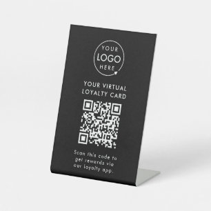 Signe De Table Logo d'affaires noir du code QR Loyauté numérique