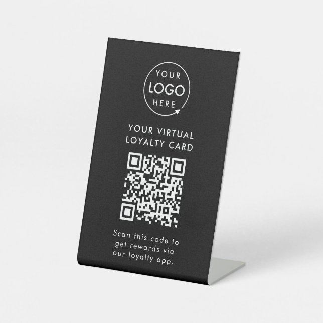 Signe De Table Logo d'affaires noir du code QR Loyauté numérique (Recto)