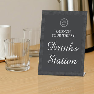 Signe De Table Logo d'affaires Station de boisson moderne Noir &