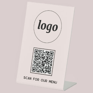 Signe De Table Logo de code QR Analyse d'entreprise pour le menu 