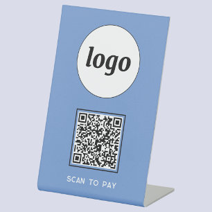 Signe De Table Logo de code QR Analyse d'entreprise pour payer bl