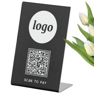 Signe De Table Logo de code QR Analyse d'entreprise pour payer no