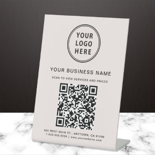 Signe De Table Logo de code QR d'entreprise rose