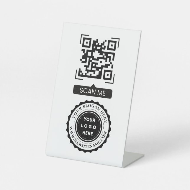 Signe De Table Logo de code QR personnalisé Texte Entreprise mode (Recto)