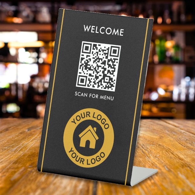 Signe De Table Logo de code QR personnalisé Texte Entreprise mode (Créateur téléchargé)