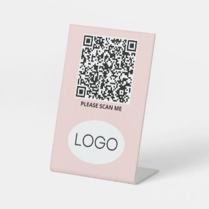 Signe De Table Logo de code QR sans contact