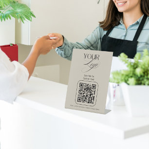 Signe De Table Logo de code QR texte personnalisé premium pastel