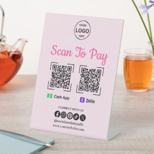 Signe De Table Logo de l'application de paiement QR Code pour Pay