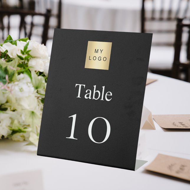 Signe De Table Logo de l'entreprise noir blanc numéro de table (Créateur téléchargé)