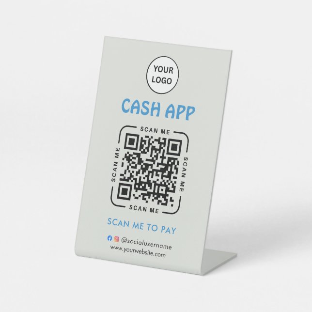 Signe De Table Logo de l'entreprise pour payer par scan (Recto)