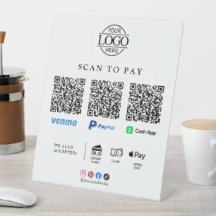 Signe De Table Logo de société moderne Code Qr de scan pour payer