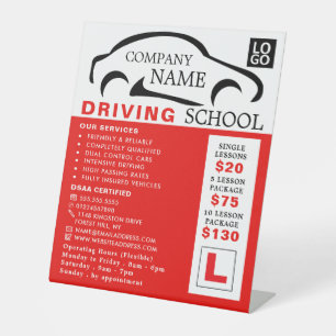 Signe De Table Logo de voiture noire, école de conduite, Advert i