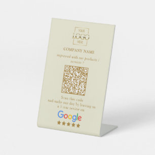 Signe De Table Logo d'entreprise de code QR de critiques Google p
