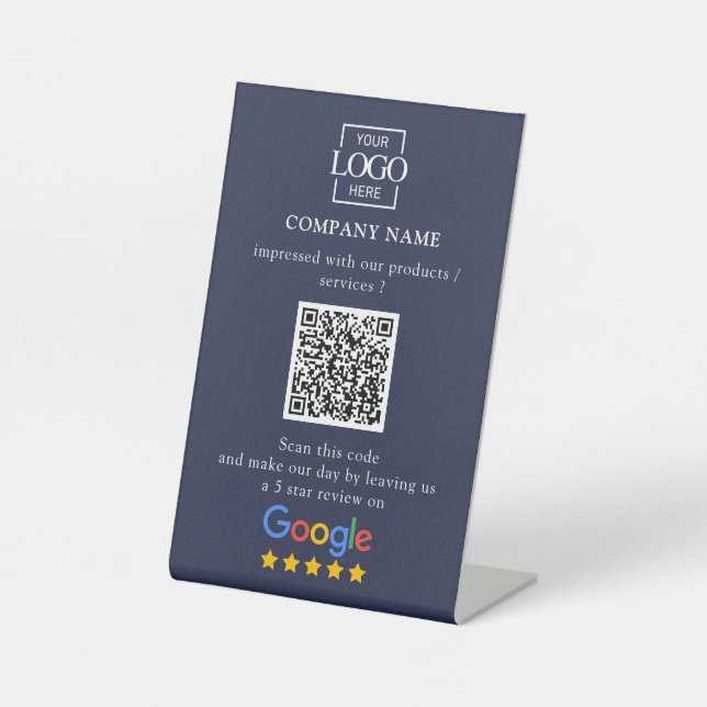 Signe De Table Logo d'entreprise de code QR de critiques Google p (Recto)