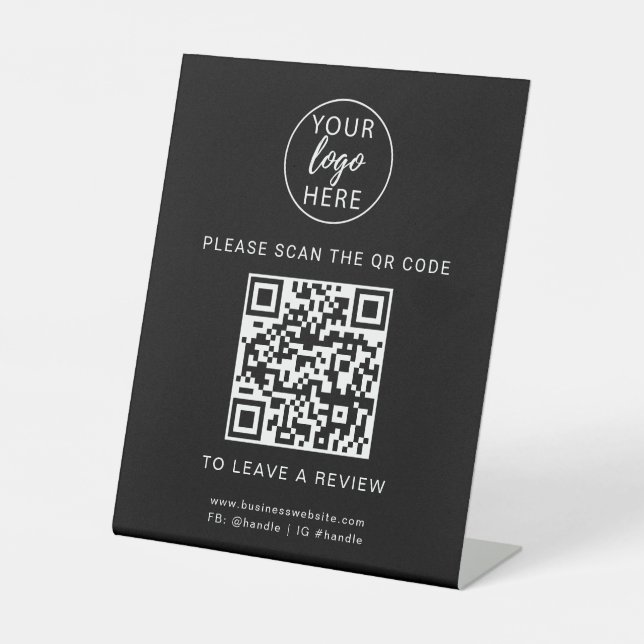 Signe De Table Logo d'entreprise et code QR personnalisé (Recto)