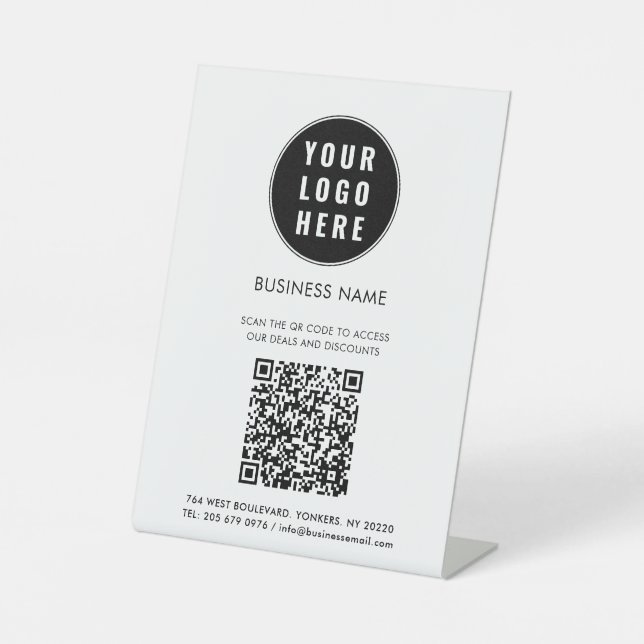 Signe De Table Logo d'entreprise et code QR personnalisé (Recto)
