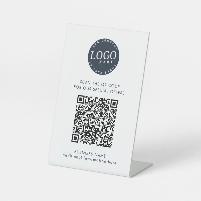 Signe De Table Logo d'entreprise moderne Code simple et QR (Recto)