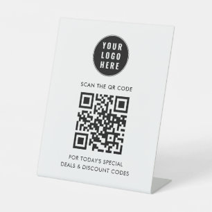 Signe De Table Logo d'entreprise moderne et code QR simple