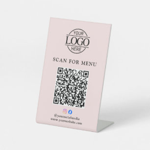 Signe De Table Logo d'entreprise moderne Menu QR Code sans contac