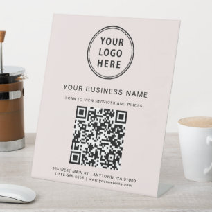 Signe De Table Logo d'entreprise moderne QR Code rose
